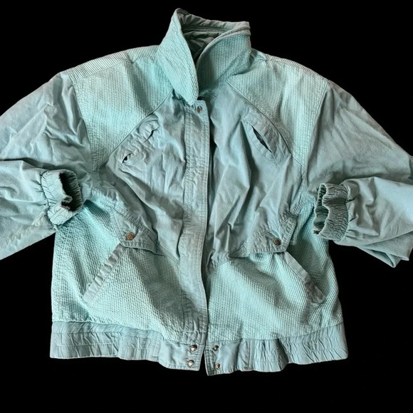 Vintage 80s 90s Andy Johns Turquoise Jacket Women Size Large - Picture 3 of 7